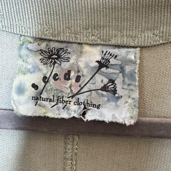 Seeds Natural Fiber Clothing Sage Green Corduroy Pleated Cover Jacket sz M - Picture 5 of 10